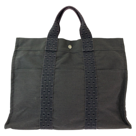 13005
HERMES エルメス エールライントートMM グレー シルバー金具 キャンバス トートバッグ ビジネスバッグ 男女兼用  メンズ