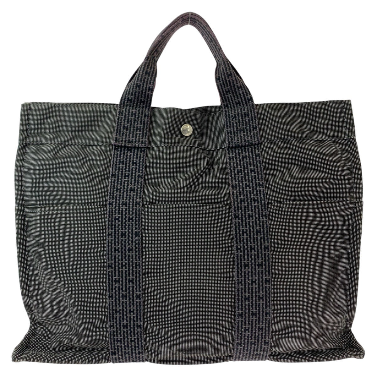 13005
HERMES エルメス エールライントートMM グレー シルバー金具 キャンバス トートバッグ ビジネスバッグ 男女兼用  メンズ