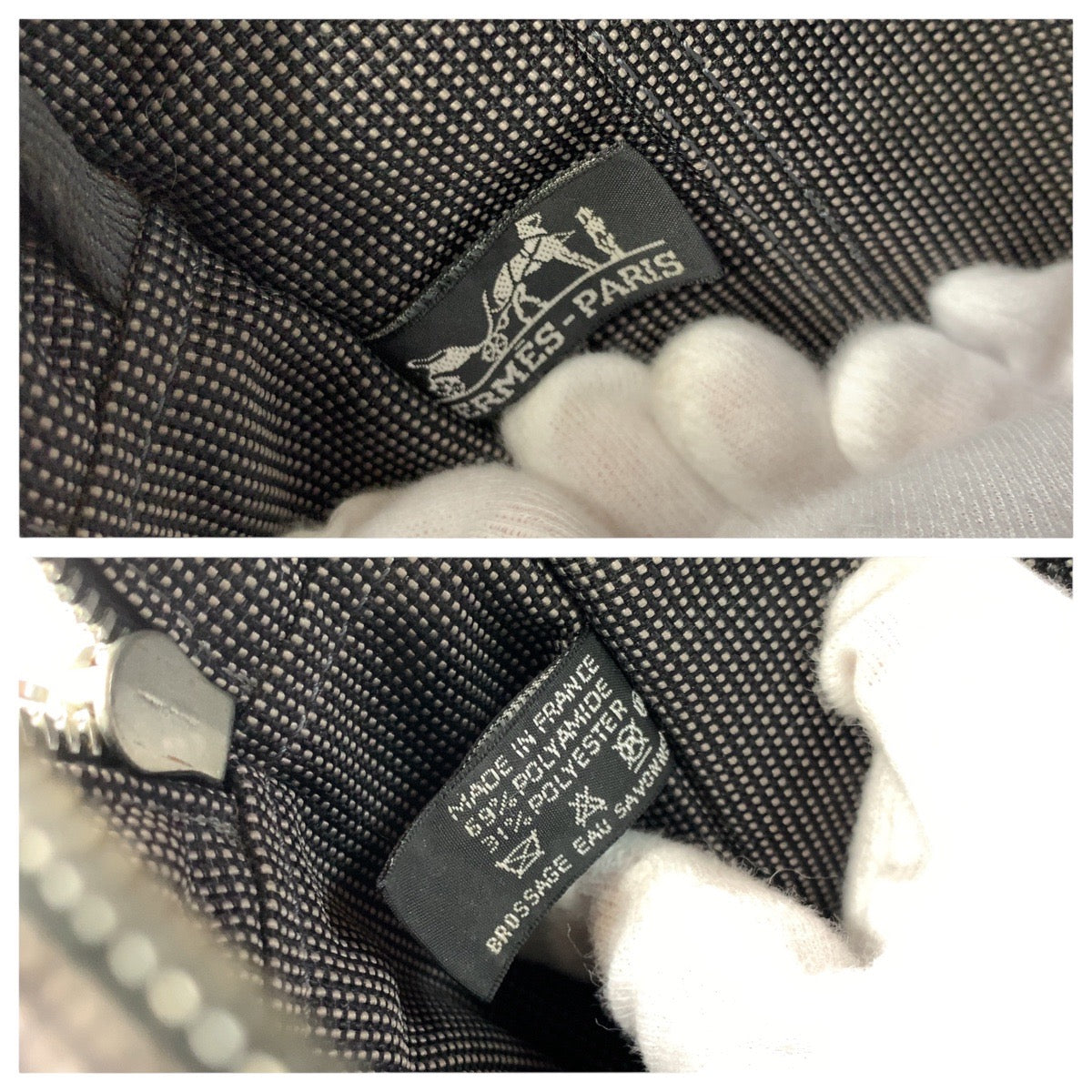 13005
HERMES エルメス エールライントートMM グレー シルバー金具 キャンバス トートバッグ ビジネスバッグ 男女兼用  メンズ