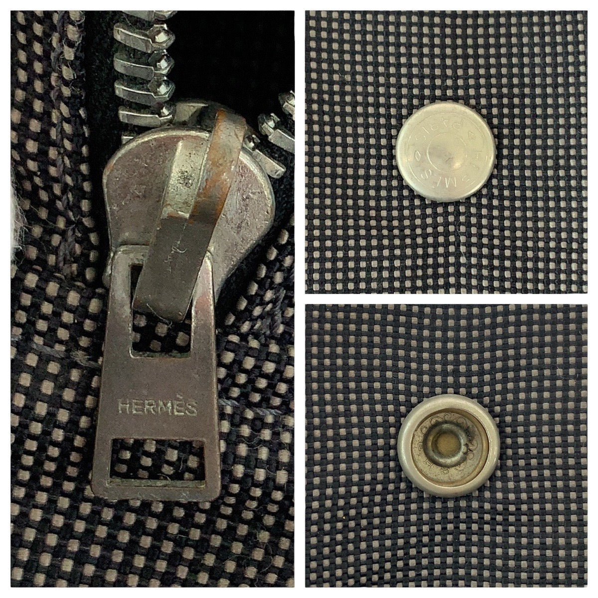 13005
HERMES エルメス エールライントートMM グレー シルバー金具 キャンバス トートバッグ ビジネスバッグ 男女兼用  メンズ