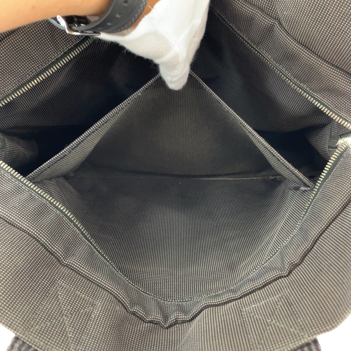 13005
HERMES エルメス エールライントートMM グレー シルバー金具 キャンバス トートバッグ ビジネスバッグ 男女兼用  メンズ