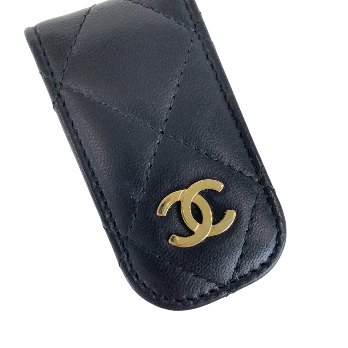 CHANEL シャネル マトラッセ ココマーク ブラック 黒 ゴールド金具 ラムスキン マネークリップ  レディース