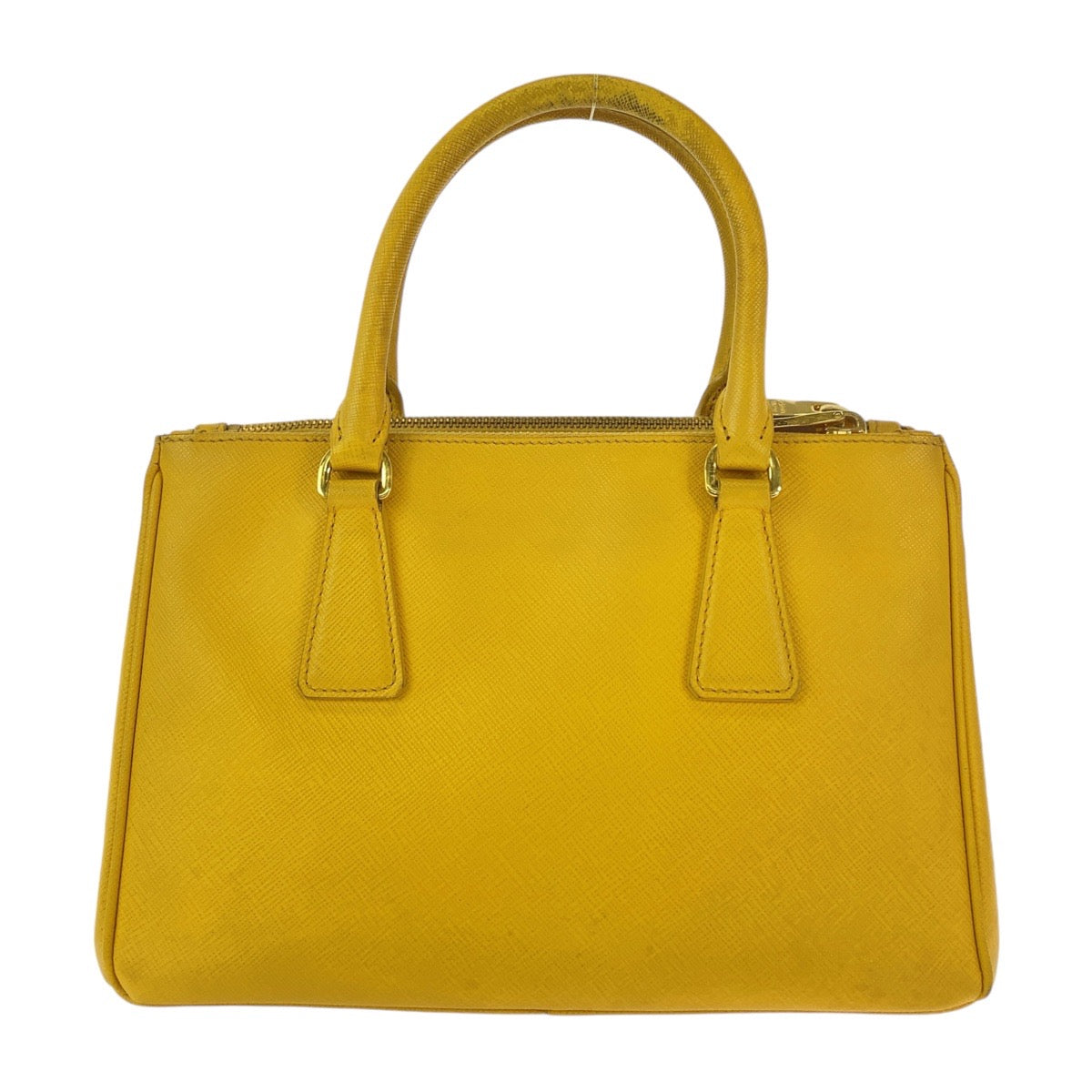 12836
PRADA プラダ サフィアーノ 三角ロゴプレート ガレリア イエロー ゴールド金具 レザー ハンドバッグ トートバッグ ショルダーバッグ 2way レディース AB54