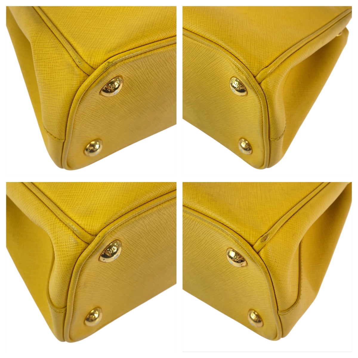 12836
PRADA プラダ サフィアーノ 三角ロゴプレート ガレリア イエロー ゴールド金具 レザー ハンドバッグ トートバッグ ショルダーバッグ 2way レディース AB54