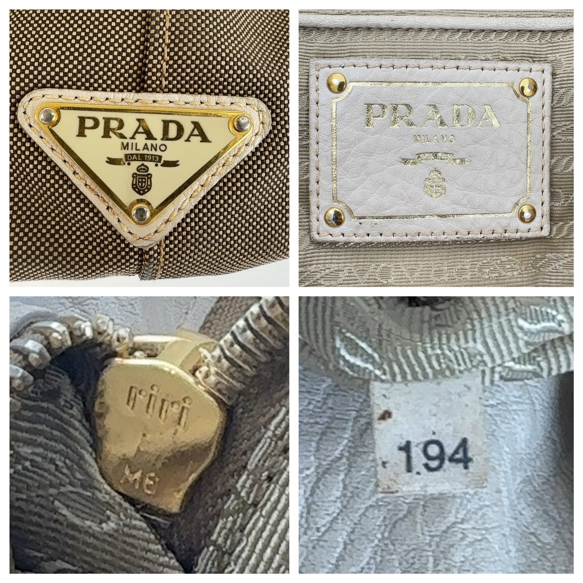 12835
PRADA プラダ ロゴジャガード ベージュ ゴールド金具 キャンバス / レザー 2way トートバッグ ショルダーバッグ  レディース AB24