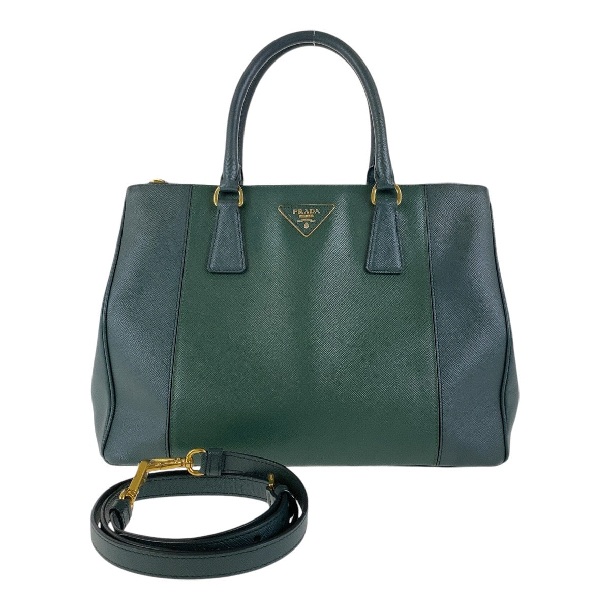 12817
 
PRADA Prada Saffiano Triangle Logo Plate Green Gold Hardware Leather Tote Bag Handbag Shoulder Bag 2way Women's