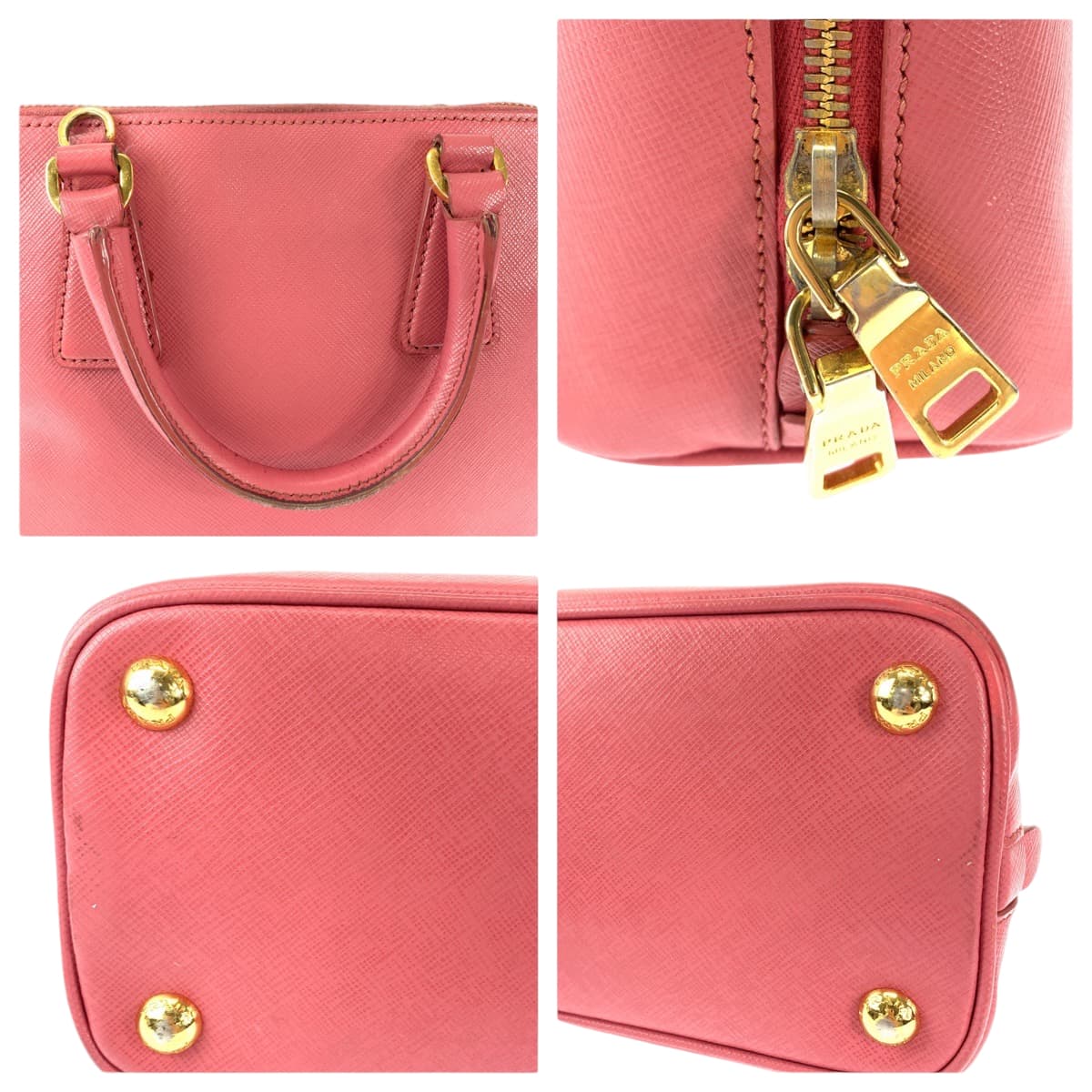 12834
 PRADA Prada Saffiano Luxe Pink Gold Hardware Leather BL0838 Handbag Shoulder Bag 2way Women's