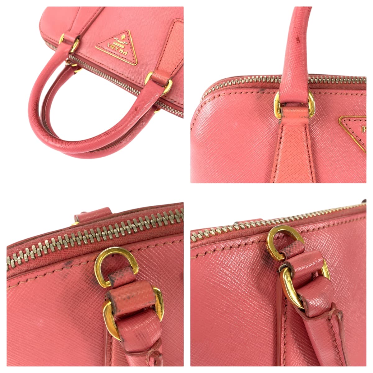 12834
 PRADA Prada Saffiano Luxe Pink Gold Hardware Leather BL0838 Handbag Shoulder Bag 2way Women's