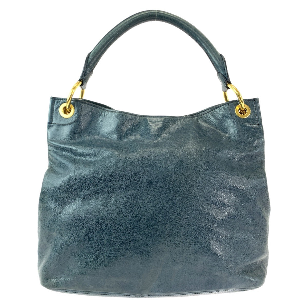 12833
PRADA プラダ ブルー グリーン ゴールド金具 レザー ホーボー ショルダーバッグ ハンドバッグ  レディース