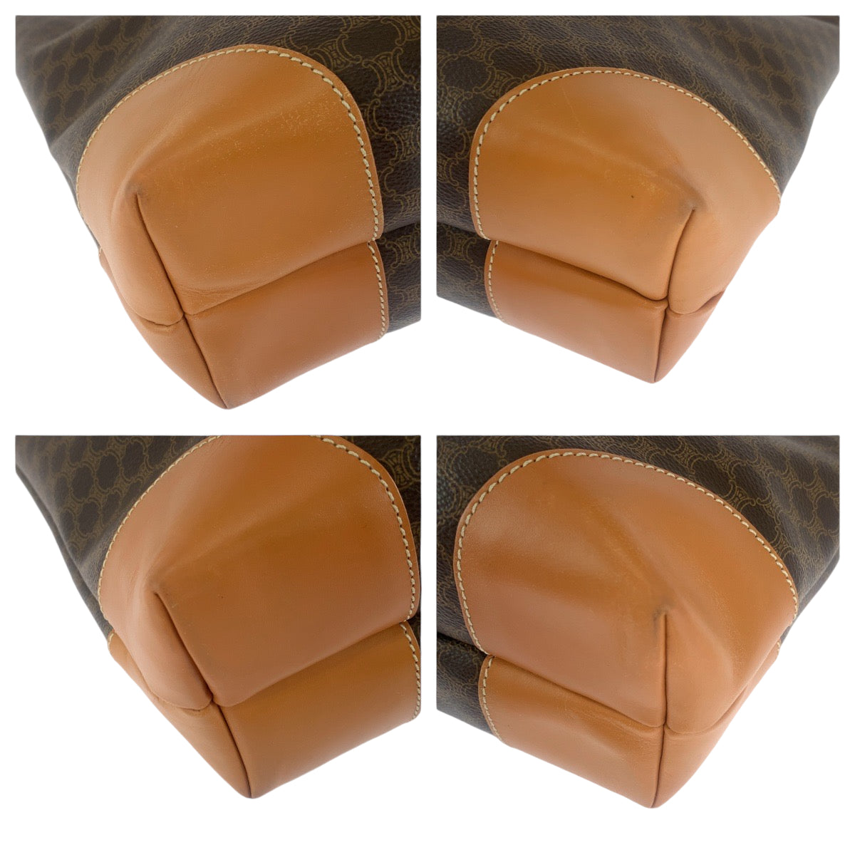 13008
CELINE セリーヌ ヴィンテージ マカダム柄 ブラウン ゴールド金具 PVC CE06 2 トートバッグ ショルダーバッグ  レディース