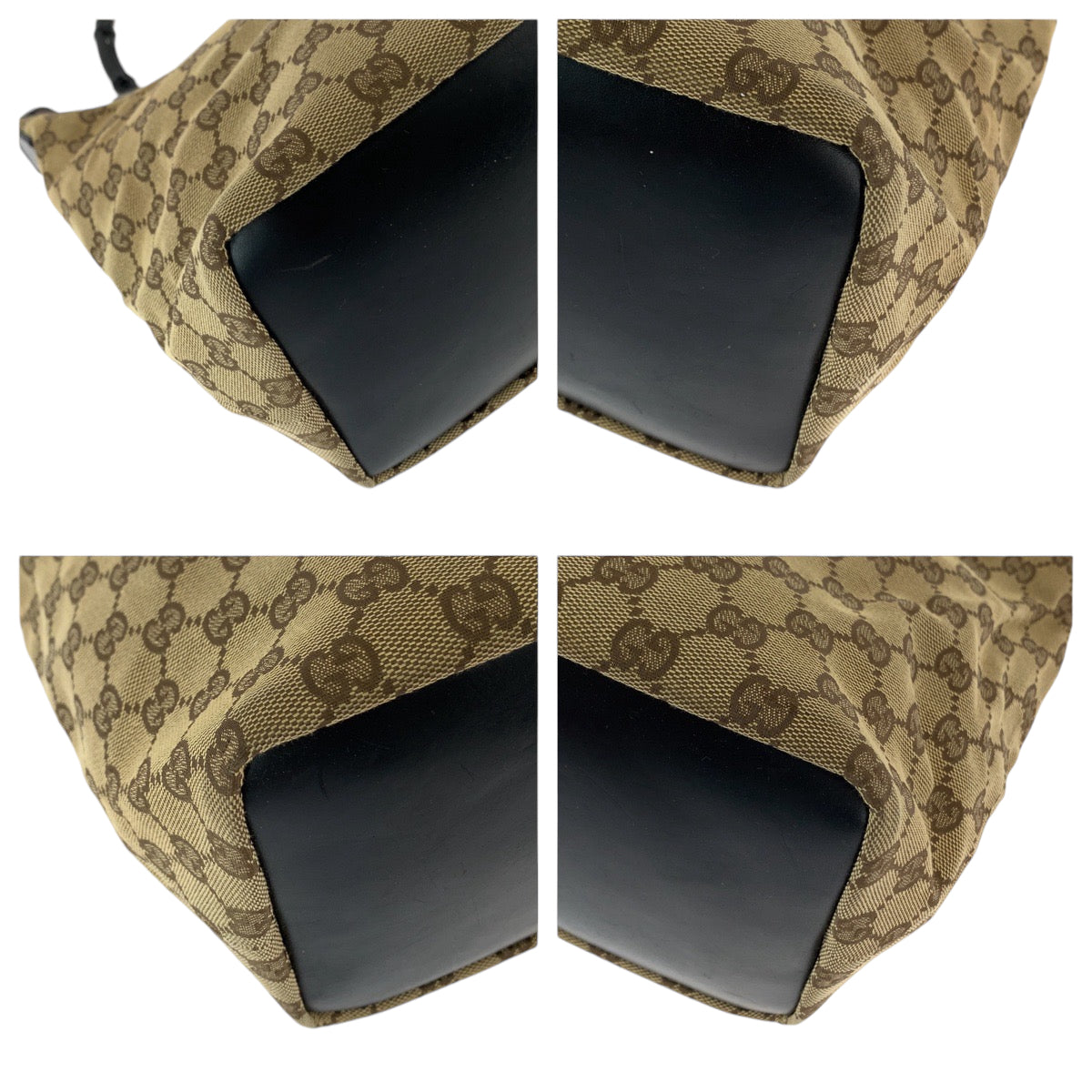 13009
GUCCI グッチ バンブー ホーボー ベージュ ブラック 黒 シルバー金具 GGキャンバス 000 0531 ハンドバッグ ショルダーバッグ  レディース