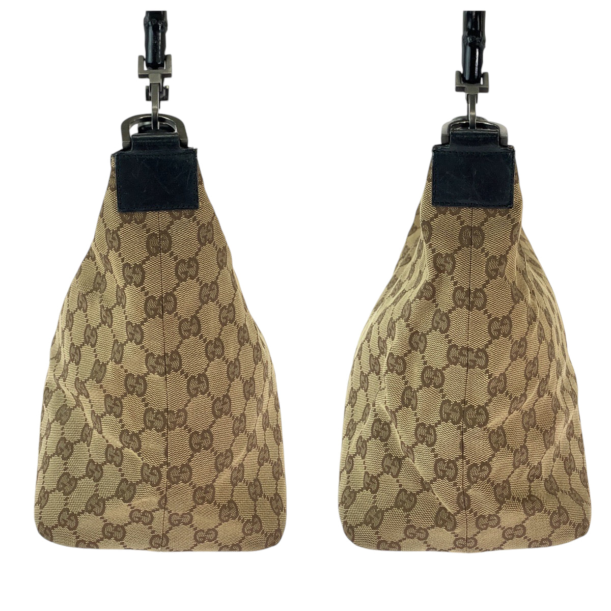 13009
GUCCI グッチ バンブー ホーボー ベージュ ブラック 黒 シルバー金具 GGキャンバス 000 0531 ハンドバッグ ショルダーバッグ  レディース