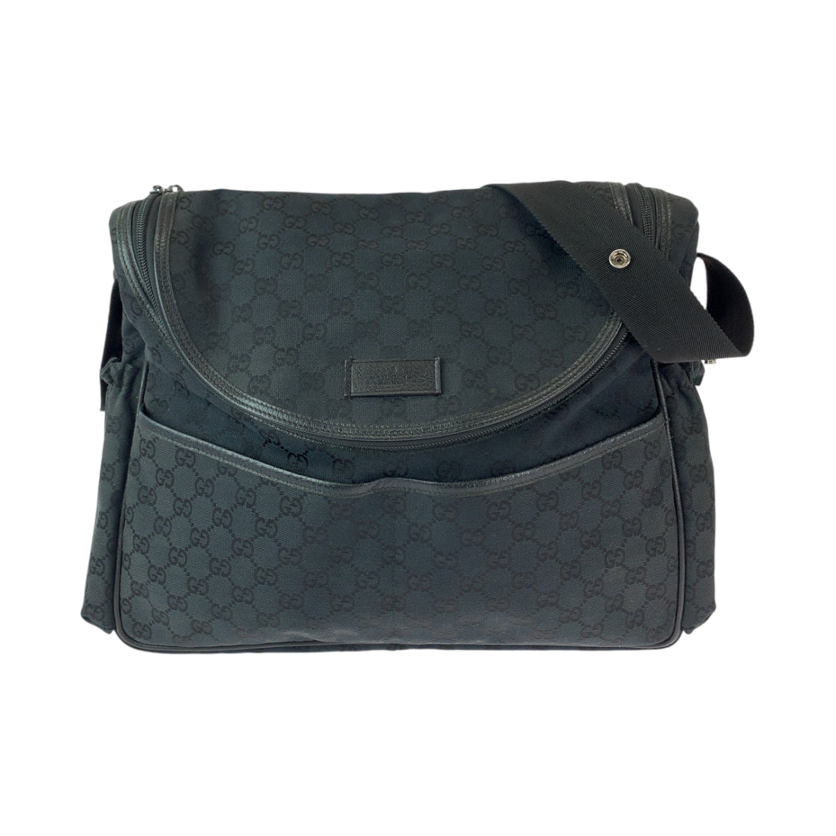 13014
GUCCI グッチ ブラック 黒 シルバー金具 GGキャンバス 123326 ショルダーバッグ メッセンジャーバッグ マザーズバッグ  レディース ABP26