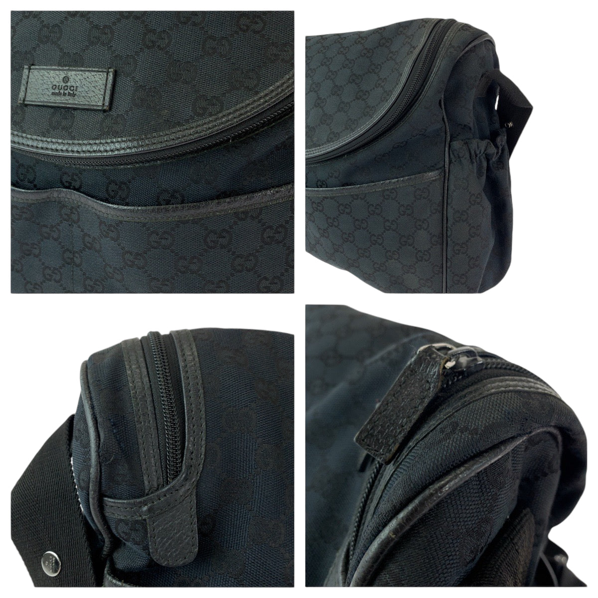 13014
GUCCI グッチ ブラック 黒 シルバー金具 GGキャンバス 123326 ショルダーバッグ メッセンジャーバッグ マザーズバッグ  レディース ABP26