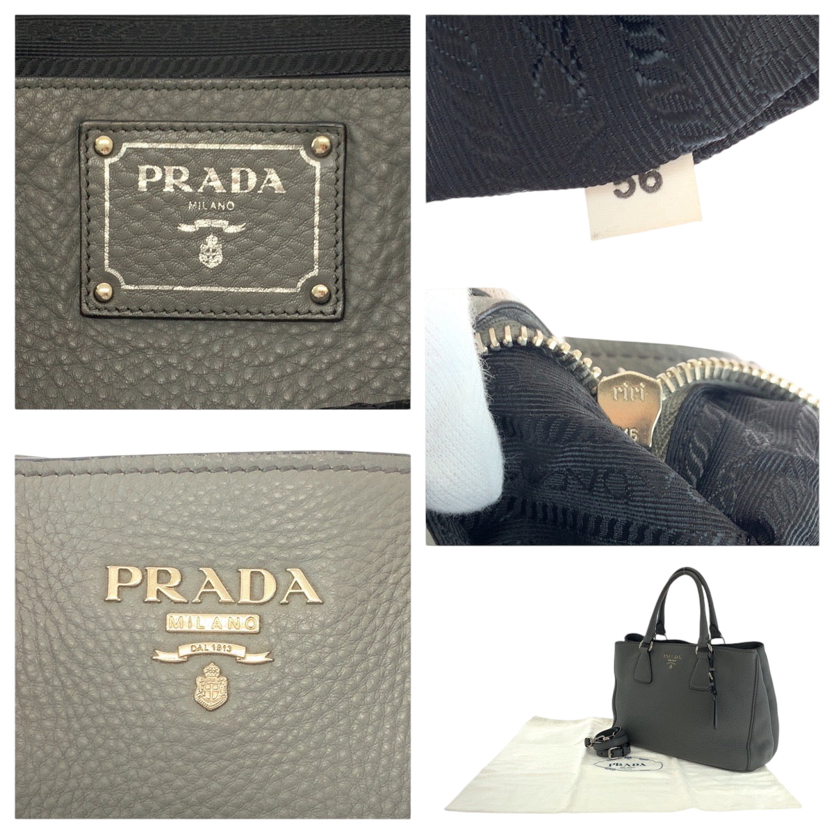 14033
PRADA プラダ ヴィッテロダイノ ロゴ グレー シルバー金具 レザー BN2579 ショルダーバッグ トートバッグ ハンドバッグ 2way レディース ABP62