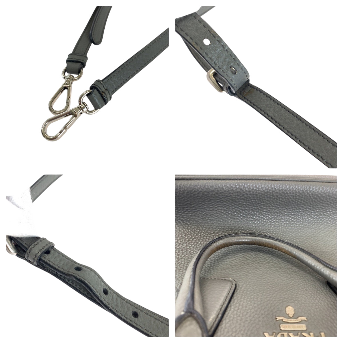 14033
PRADA プラダ ヴィッテロダイノ ロゴ グレー シルバー金具 レザー BN2579 ショルダーバッグ トートバッグ ハンドバッグ 2way レディース ABP62