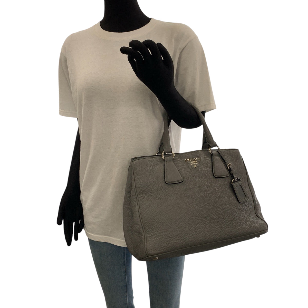 14033
PRADA プラダ ヴィッテロダイノ ロゴ グレー シルバー金具 レザー BN2579 ショルダーバッグ トートバッグ ハンドバッグ 2way レディース ABP62