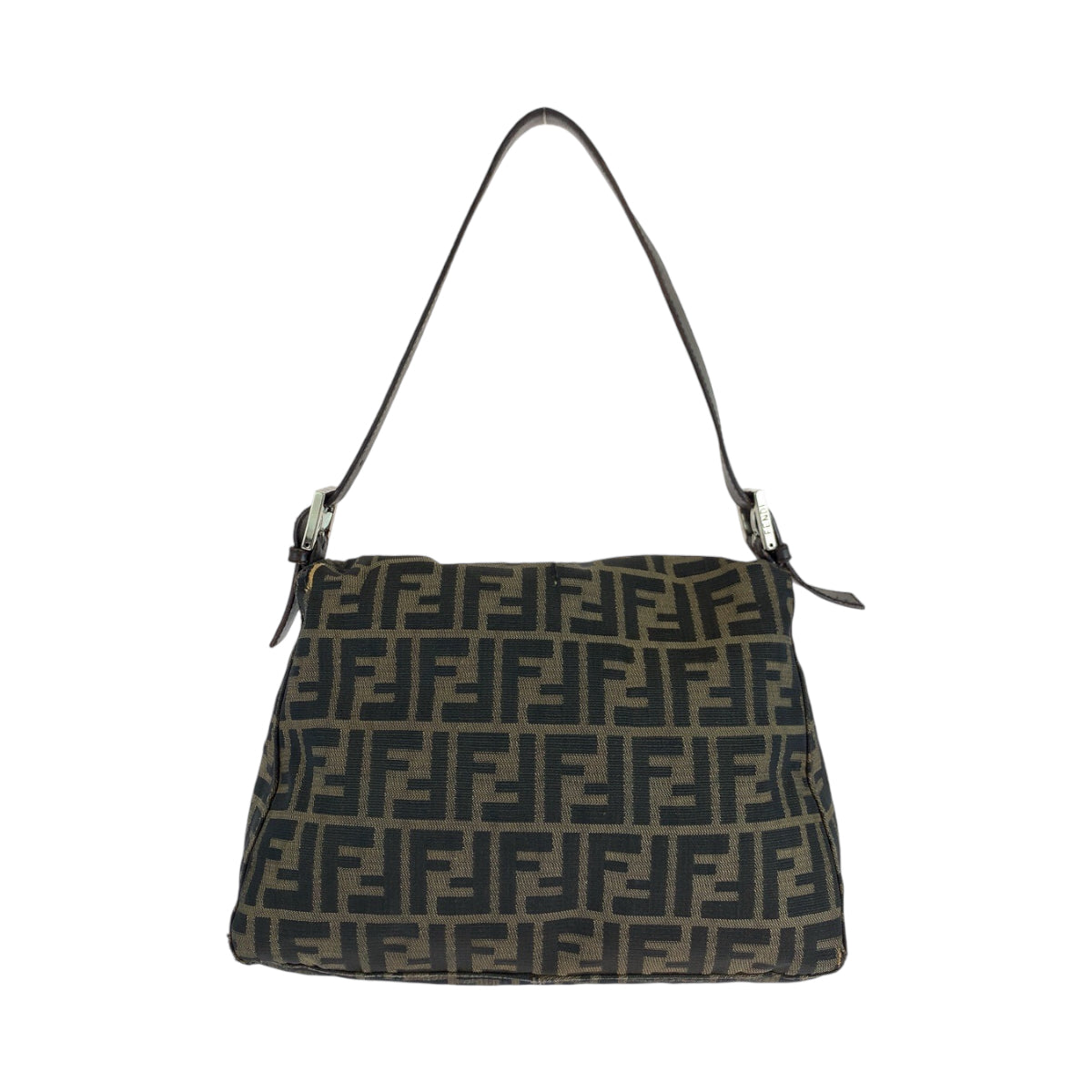 14034
FENDI フェンディ ズッカ マンマバケット ブラウン シルバー金具 キャンバス ショルダーバッグ 肩掛け  レディース