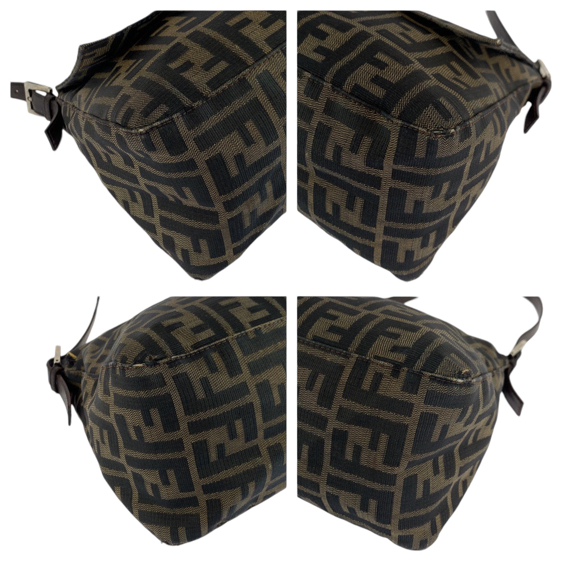 14034
FENDI フェンディ ズッカ マンマバケット ブラウン シルバー金具 キャンバス ショルダーバッグ 肩掛け  レディース