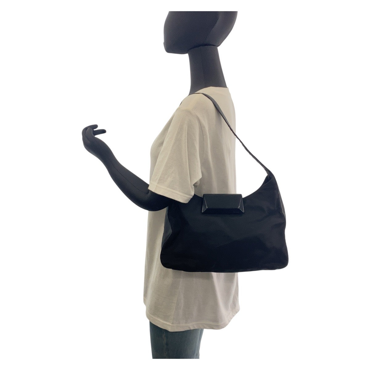 PRADA Prada Tessuto Hobo Black Nylon Shoulder Bag for Women