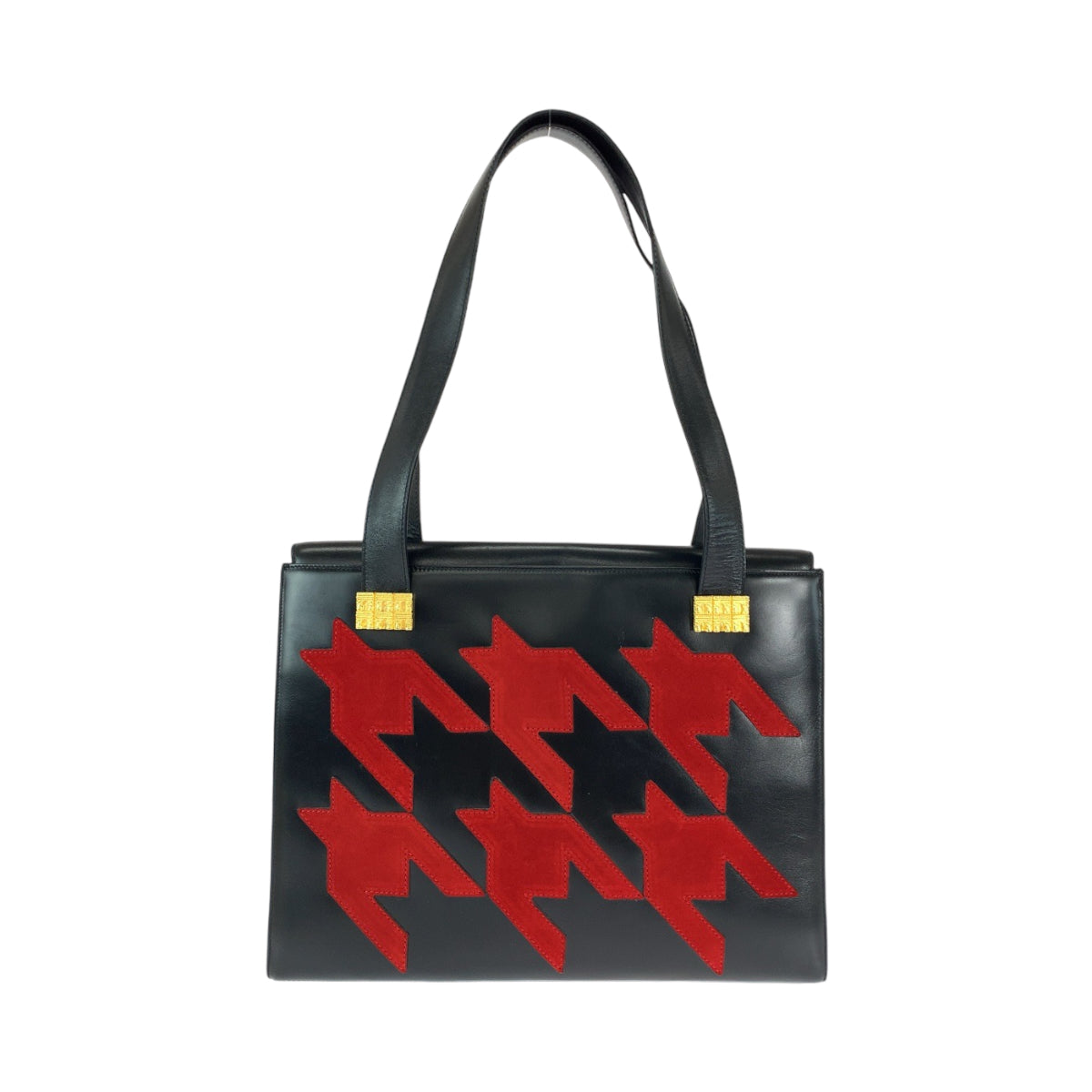 13020
CELINE セリーヌ ヴィンテージ 千柄 ブラック 黒 レッド ゴールド金具 レザー トートバッグ ハンドバッグ ショルダーバッグ  レディース ABP54