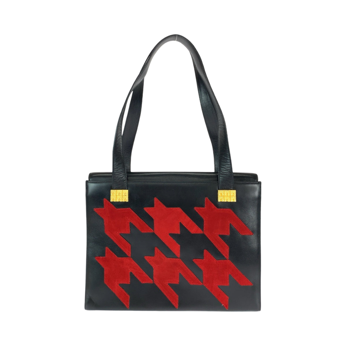 13020
CELINE セリーヌ ヴィンテージ 千柄 ブラック 黒 レッド ゴールド金具 レザー トートバッグ ハンドバッグ ショルダーバッグ  レディース ABP54