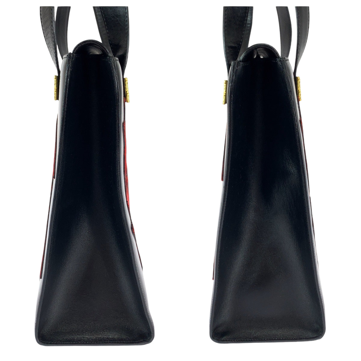 13020
CELINE セリーヌ ヴィンテージ 千柄 ブラック 黒 レッド ゴールド金具 レザー トートバッグ ハンドバッグ ショルダーバッグ  レディース ABP54