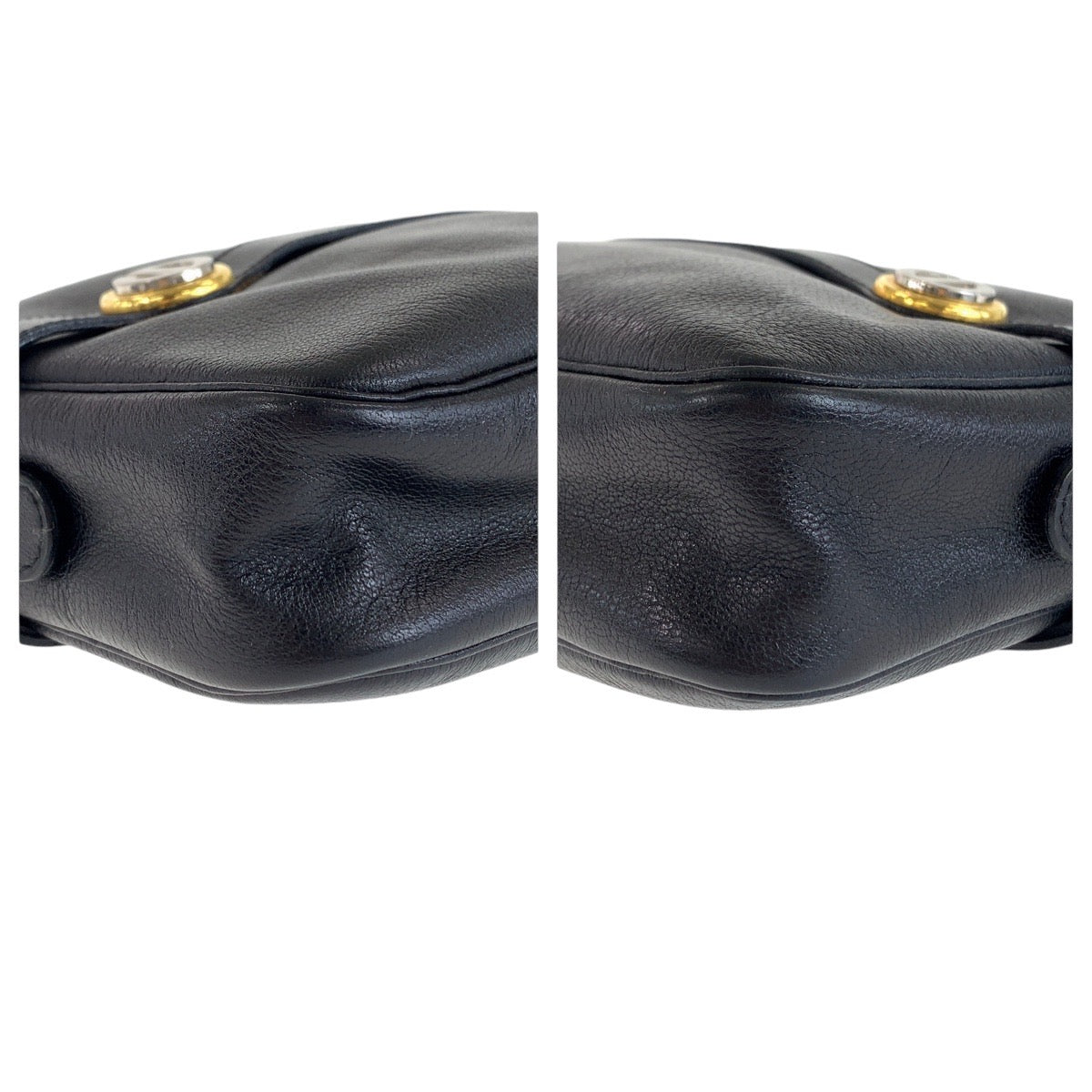 13021
Dior ディオール ブラック 黒 ゴールド金具 レザー ショルダーバッグ  レディース