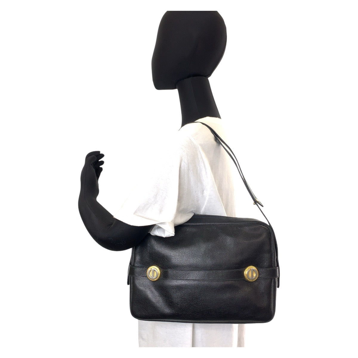 13021
Dior ディオール ブラック 黒 ゴールド金具 レザー ショルダーバッグ  レディース