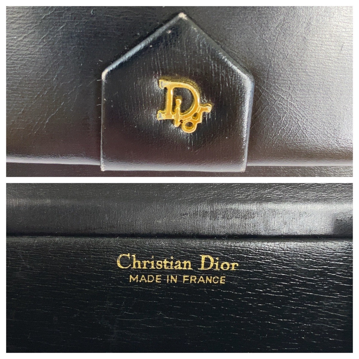 13022
Dior ディオール ヴィンテージ ブラック 黒 ゴールド金具 レザー チェーンショルダーバッグ クラッチバッグ  レディース