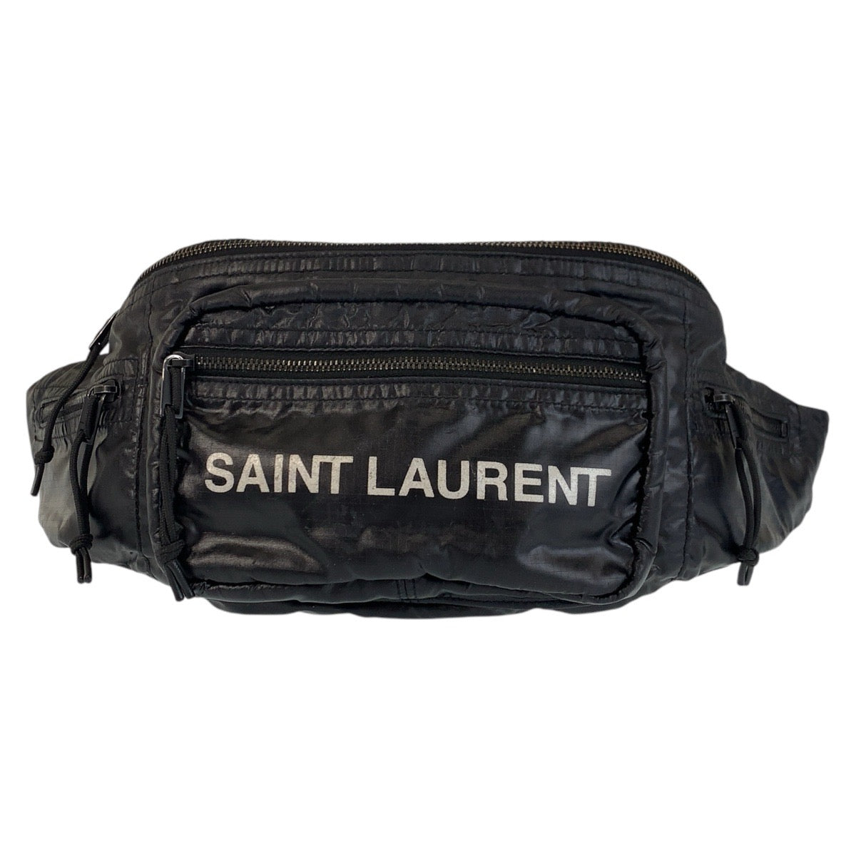 14035
SAINT LAURENT PARIS サンローランパリ ブラック 黒 ナイロン ボディバッグ ウエストバッグ  メンズ AB34