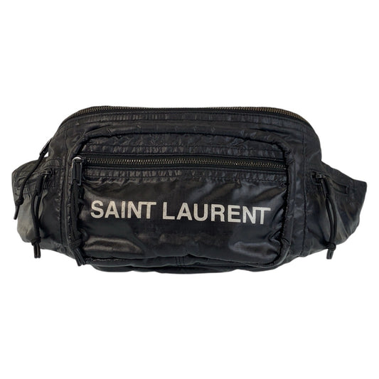 14035
SAINT LAURENT PARIS サンローランパリ ブラック 黒 ナイロン ボディバッグ ウエストバッグ  メンズ AB34