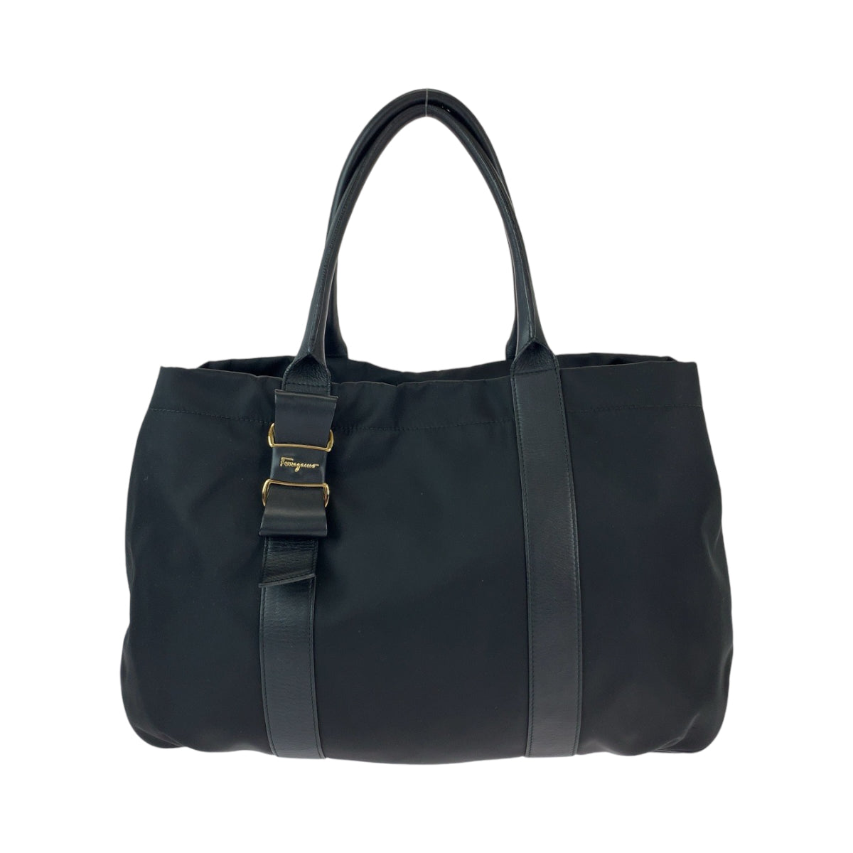 11913
Salvatore Ferragamo サルヴァトーレフェラガモ ヴァラ ブラック 黒 ゴールド金具 ナイロン GG 21D395 トートバッグ ショルダーバッグ  レディース
