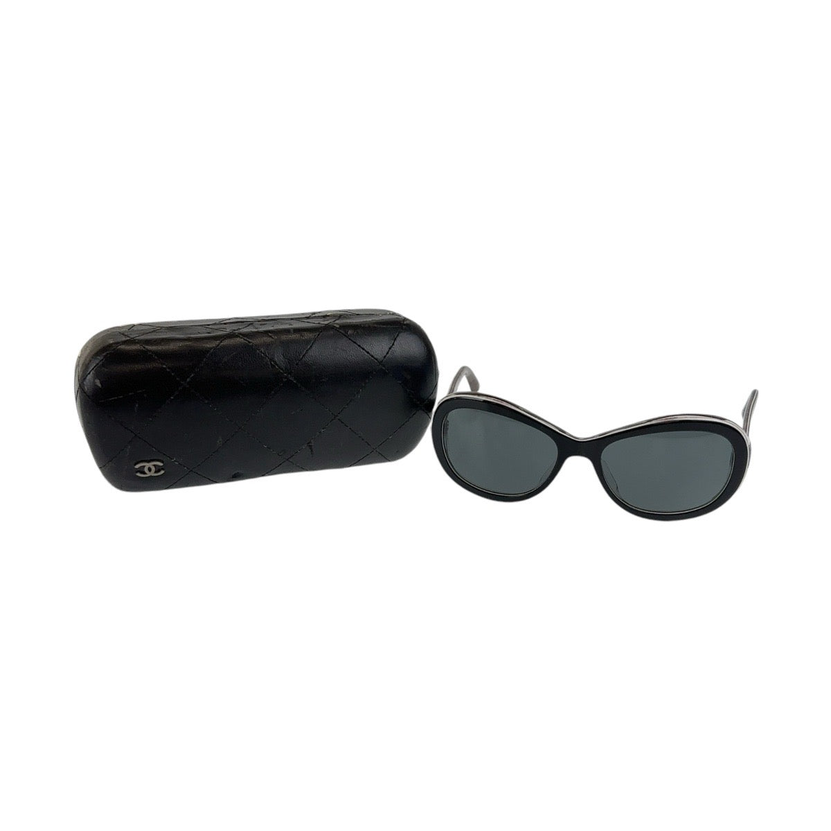 13024
 CHANEL Coco Mark Black Grey Silver Metal Fittings Plastic 5219-A c.1312/3F 57□17 135 3N Sunglasses Butterfly Women's