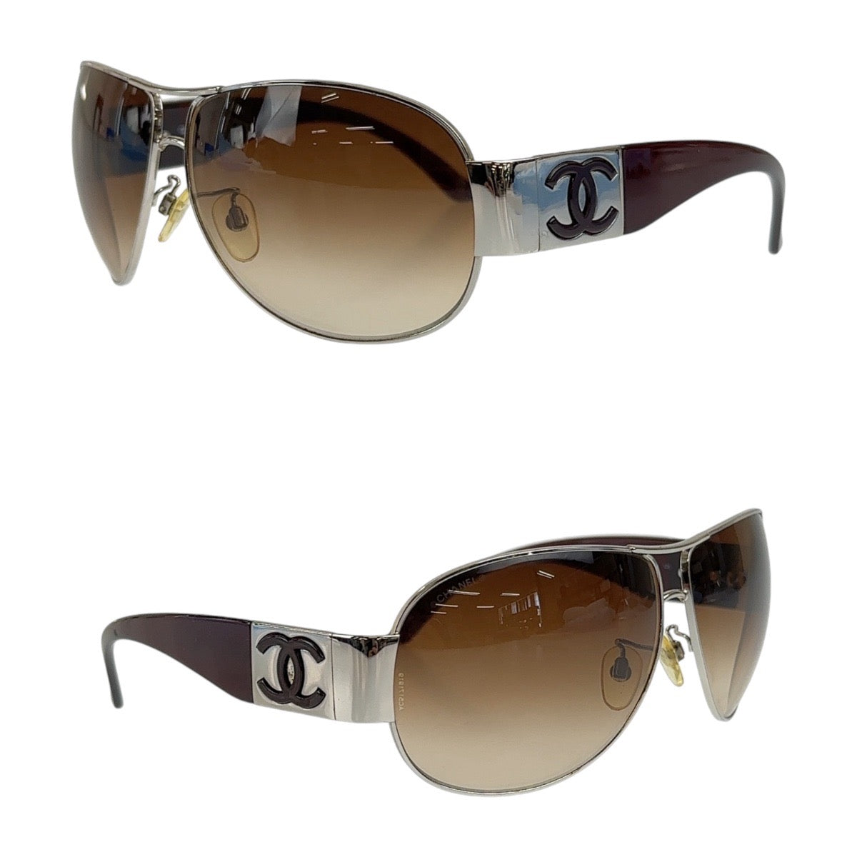 13025
CHANEL シャネル ココマーク ブラウン シルバー プラスチック 4128 c259/13 64□11 125 サングラス ティアドロップ  レディース