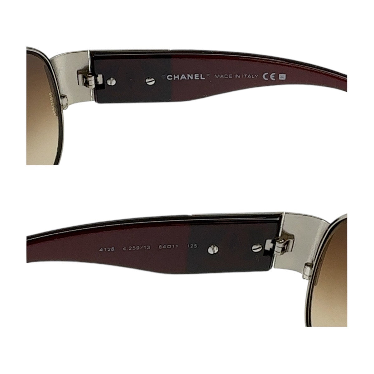 13025
CHANEL シャネル ココマーク ブラウン シルバー プラスチック 4128 c259/13 64□11 125 サングラス ティアドロップ  レディース