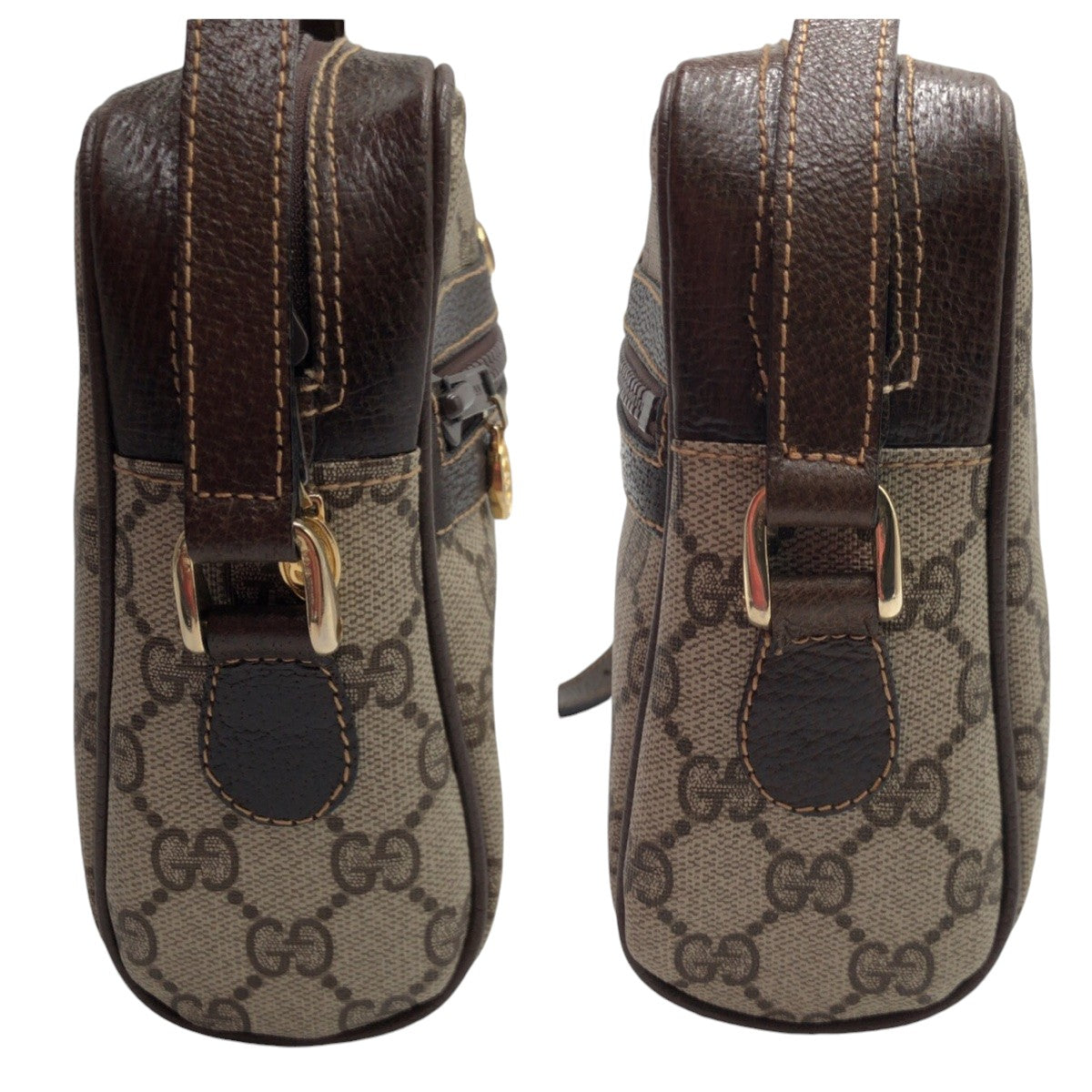 GUCCI グッチ ヴィンテージ シェリーライン GG柄 ブラウン ゴールド金具 PVC 斜め掛け ショルダーバック ポシェット  レディース
