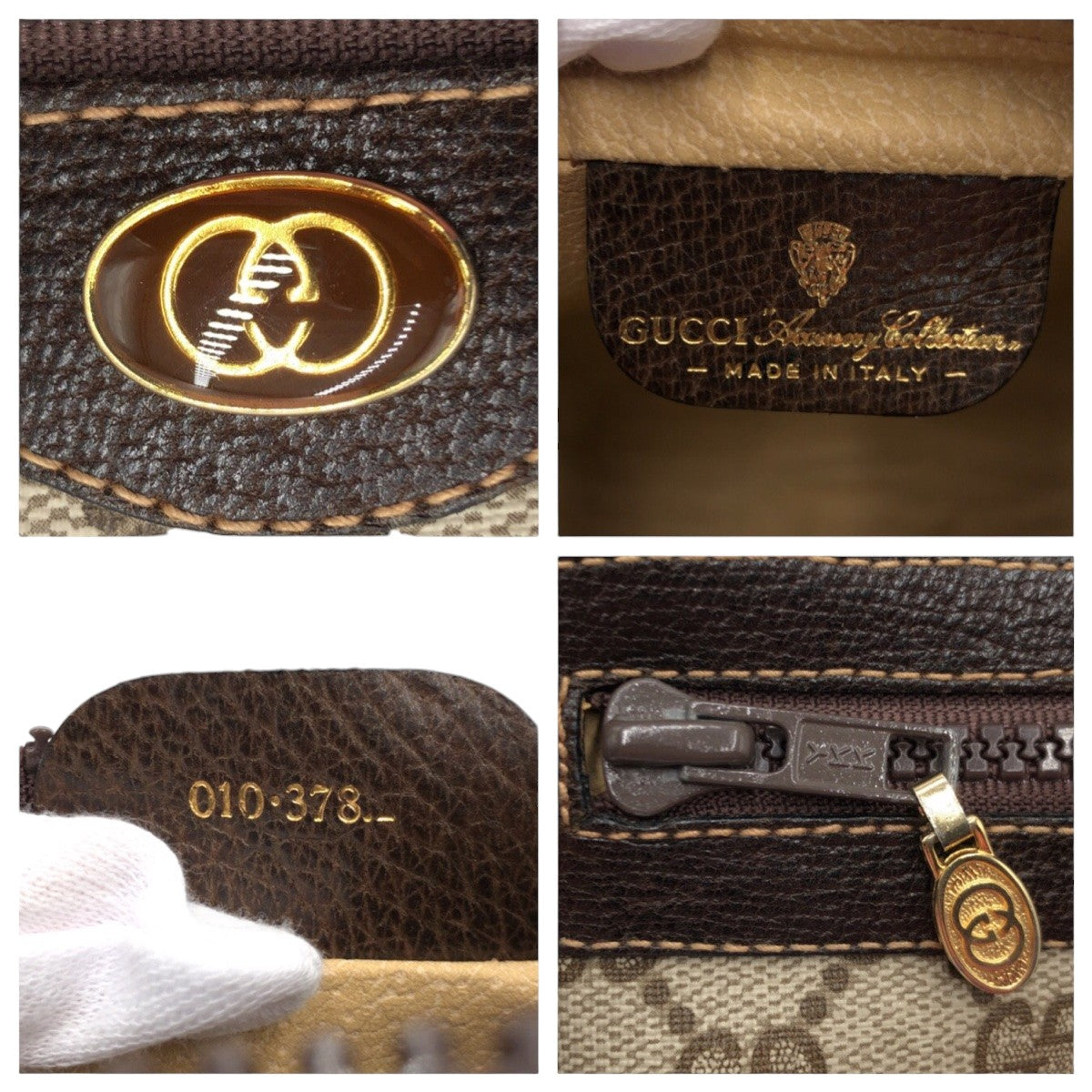 GUCCI グッチ ヴィンテージ シェリーライン GG柄 ブラウン ゴールド金具 PVC 斜め掛け ショルダーバック ポシェット  レディース