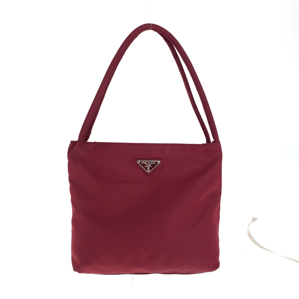 13028
PRADA プラダ テスート 三角ロゴプレート レッド シルバー金具 ナイロン トートバッグ ショルダーバッグ  レディース