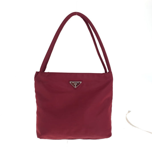 13028
PRADA プラダ テスート 三角ロゴプレート レッド シルバー金具 ナイロン トートバッグ ショルダーバッグ  レディース