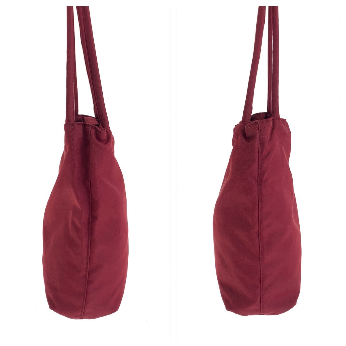 13028
PRADA プラダ テスート 三角ロゴプレート レッド シルバー金具 ナイロン トートバッグ ショルダーバッグ  レディース