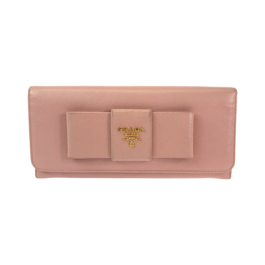 111908
PRADA プラダ サフィアーノ リボン ピンク ゴールド金具 レザー 長財布 ロングウォレット  レディース