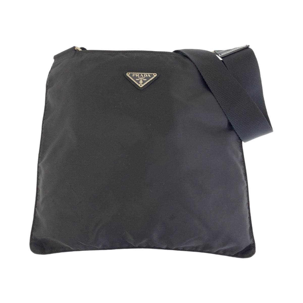 12832
PRADA プラダ テスート 三角ロゴプレート ブラック 黒 シルバー金具 ナイロン ショルダーバッグ メッセンジャーバッグ  メンズ
