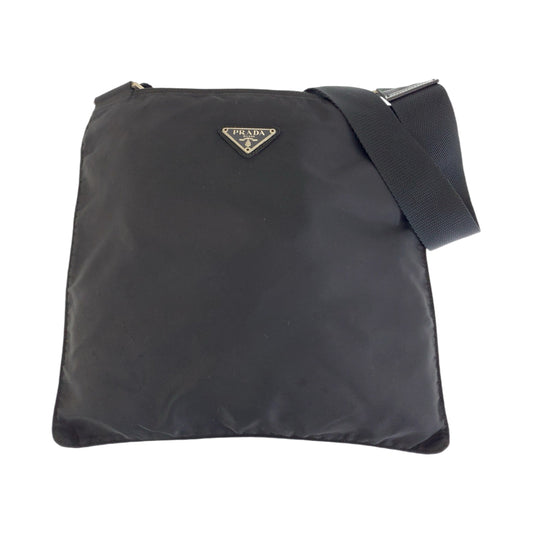 12832
PRADA プラダ テスート 三角ロゴプレート ブラック 黒 シルバー金具 ナイロン ショルダーバッグ メッセンジャーバッグ  メンズ