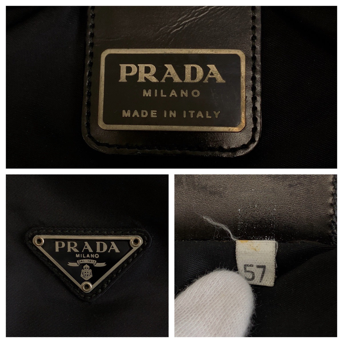 12832
PRADA プラダ テスート 三角ロゴプレート ブラック 黒 シルバー金具 ナイロン ショルダーバッグ メッセンジャーバッグ  メンズ