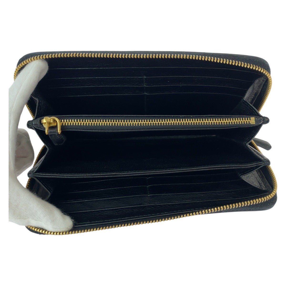 12809
PRADA プラダ リボン ブラック 黒 ゴールド金具 レザー 長財布 ロングウォレット  レディース