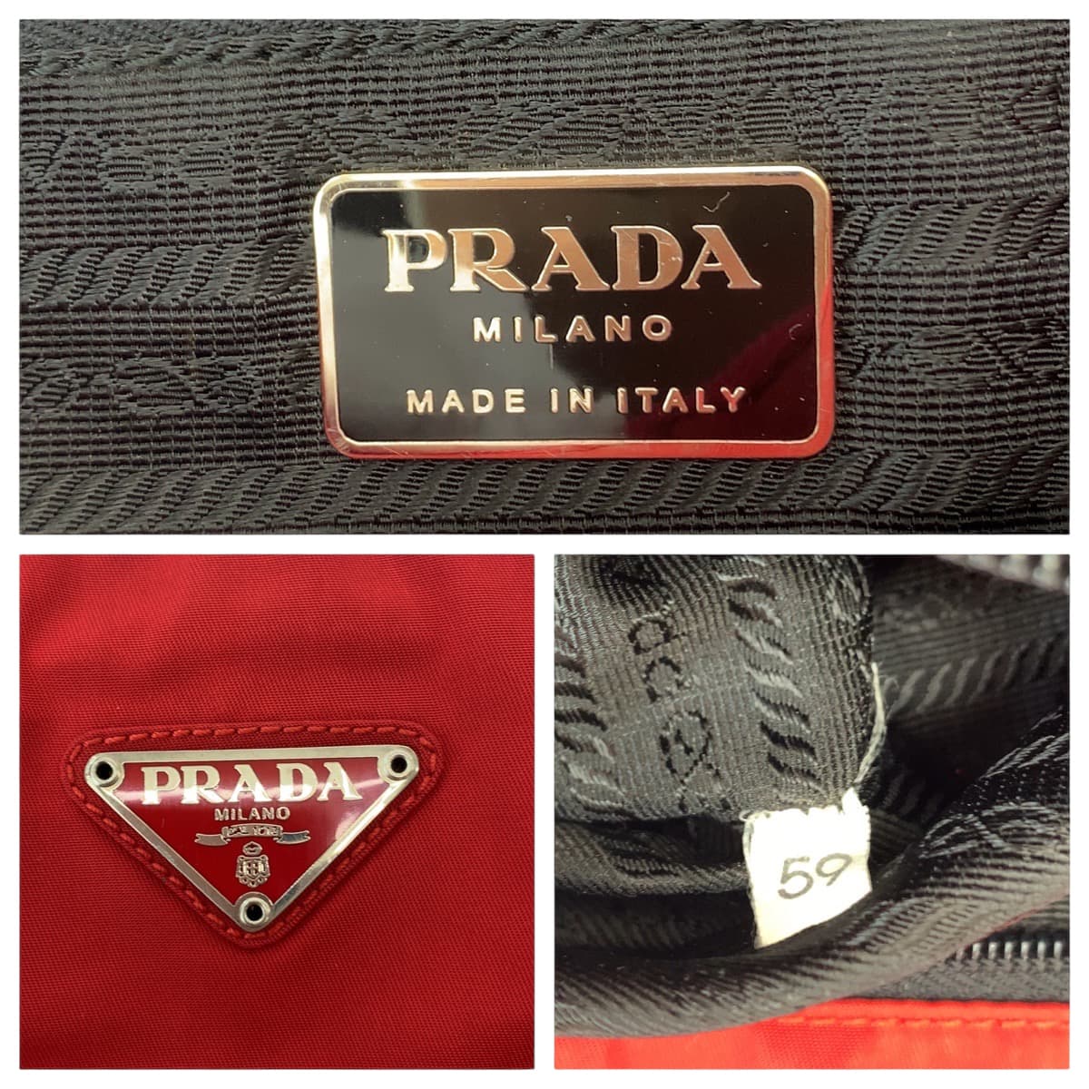 12815
 PRADA Prada Tessuto Triangle Logo Plate Red Nylon B3864 Tote Bag Shoulder Bag Women's