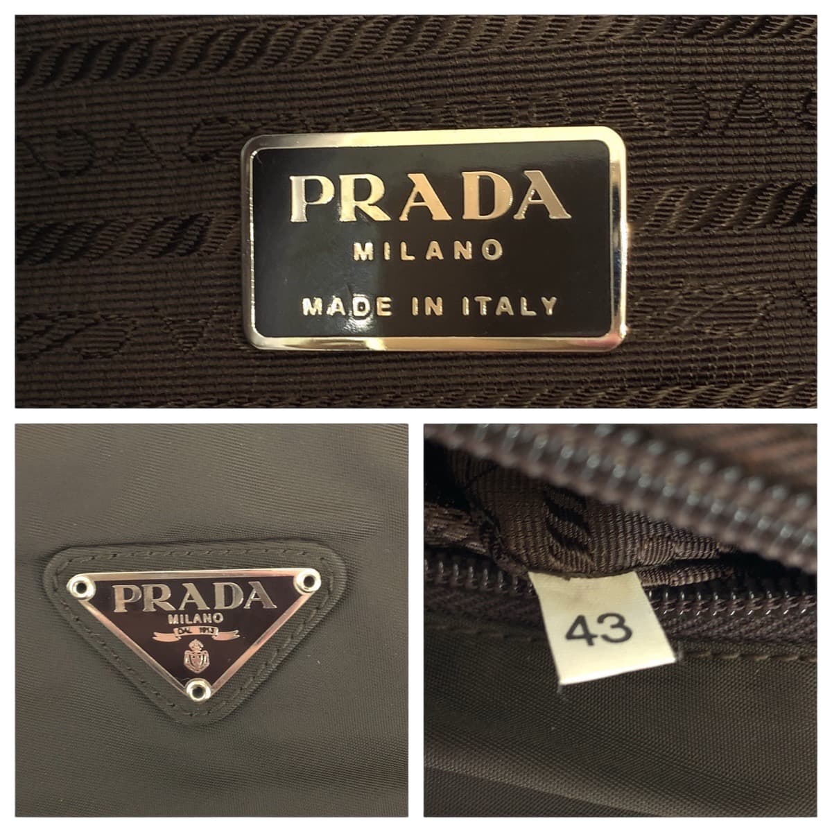 111907
PRADA プラダ テスート 三角ロゴプレート ブラウン シルバー金具 ナイロン トートバッグ ショルダーバッグ  レディース