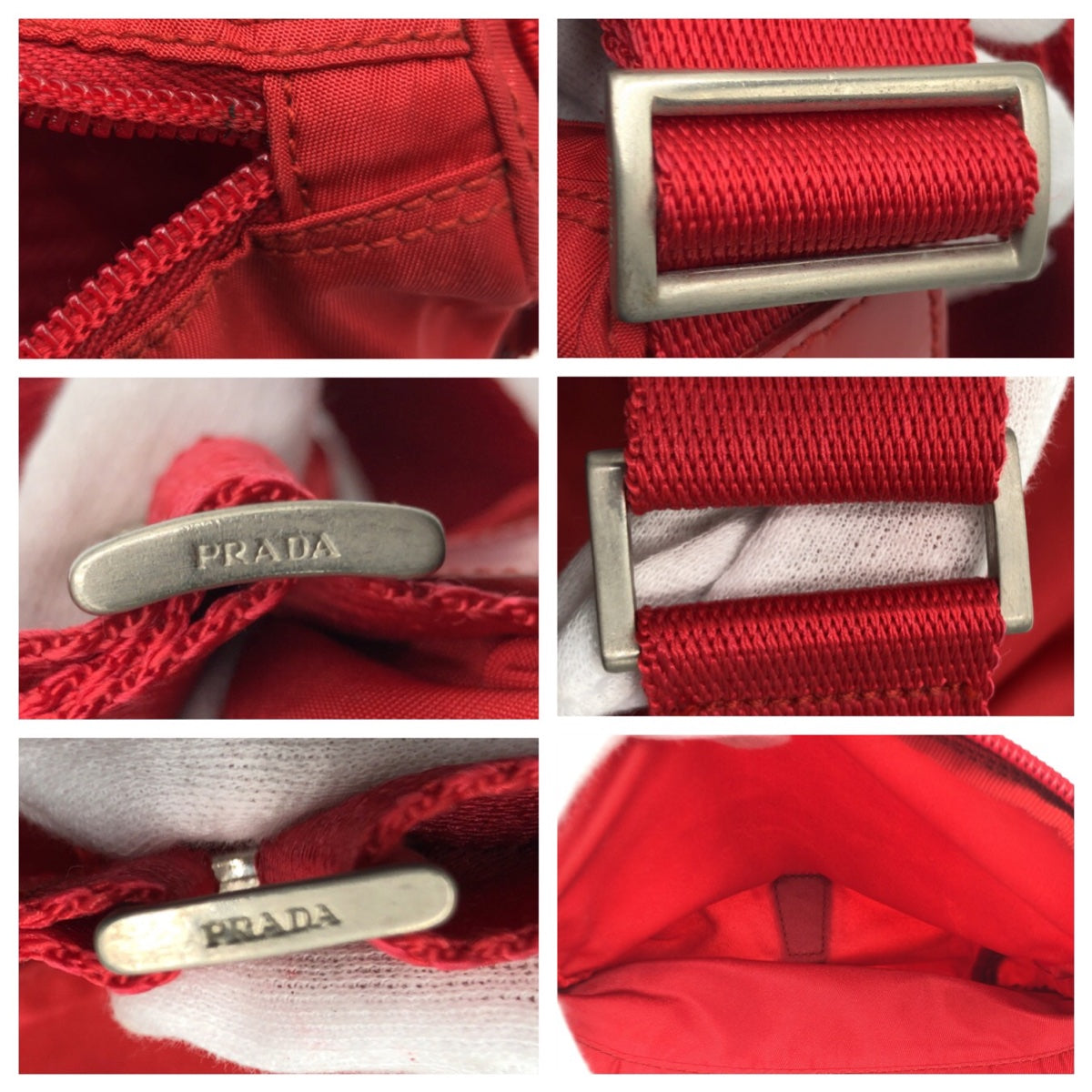 PRADA Prada Tessuto Triangle Logo Red Nylon Crossbody Shoulder Bag Pochette for Women