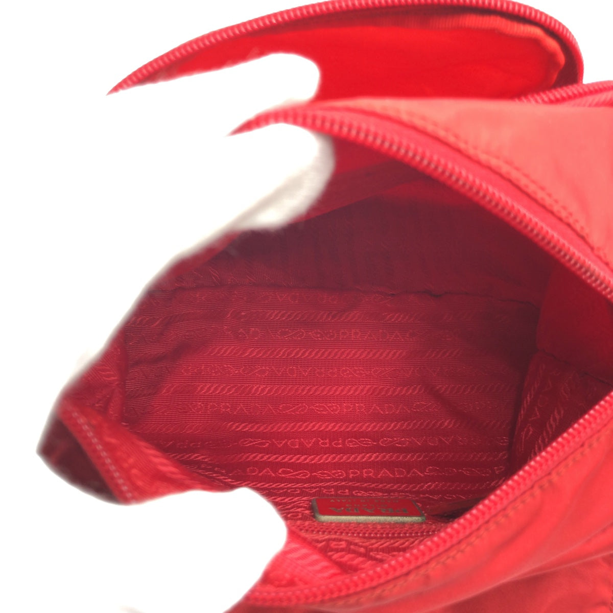 PRADA Prada Tessuto Triangle Logo Red Nylon Crossbody Shoulder Bag Pochette for Women